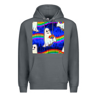Rock Pride lgbtq ghosts and heart with rainbow seamless Premium Hoodie - BundleAndBundleShop