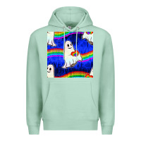 Seafoam Pride lgbtq ghosts and heart with rainbow seamless Premium Hoodie - BundleAndBundleShop