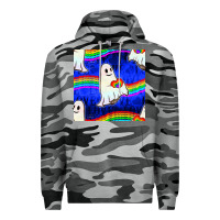 Slate Camo Pride lgbtq ghosts and heart with rainbow seamless Premium Hoodie - BundleAndBundleShop