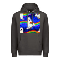 Smoke Pride lgbtq ghosts and heart with rainbow seamless Premium Hoodie - BundleAndBundleShop