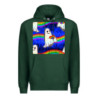 Sports Green Pride lgbtq ghosts and heart with rainbow seamless Premium Hoodie - BundleAndBundleShop