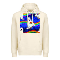 Tofu Pride lgbtq ghosts and heart with rainbow seamless Premium Hoodie - BundleAndBundleShop