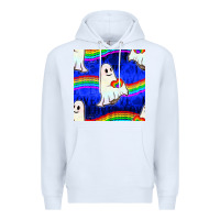 White Pride lgbtq ghosts and heart with rainbow seamless Premium Hoodie - BundleAndBundleShop