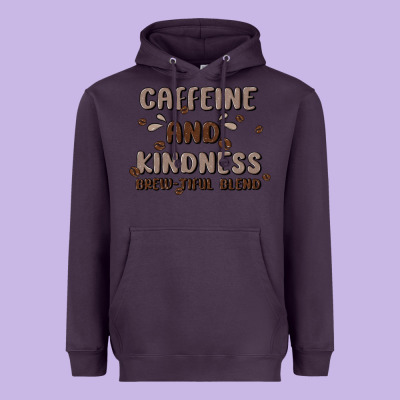 Caffeine & Kindness Heavyweight Hoodie Designed By Maliassmallbusiness