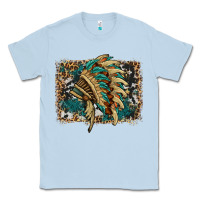 Dusty Blue indian headdress with background Classic Tee - HRA Design Shop