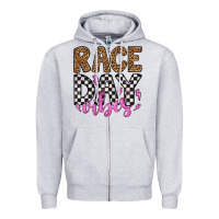 Heather Grey race day vibes Zipper Hoodie - Artiststas