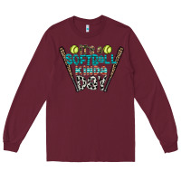 Burgundy softball Long Sleeve Tee - CowhideDigitalArt