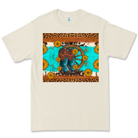 Bone cowboy boots and sunflowers turquoise leopard background Premium Tee - Artiststas