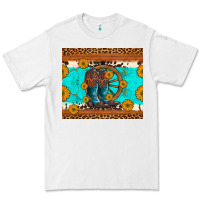 Cowboy Boots And Sunflowers Turquoise Leopard Background Premium Tee | Teevron
