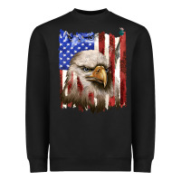 Black usa flag with eagle head Heavyweight Sweatshirt - texasbilliewilder