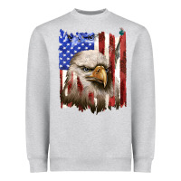 Heather Grey usa flag with eagle head Heavyweight Sweatshirt - texasbilliewilder