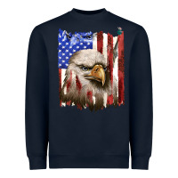 Navy usa flag with eagle head Heavyweight Sweatshirt - texasbilliewilder