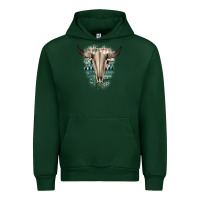 Forest Green Western Aztec Bull Skull Urban Hoodie - Bettercallsaul