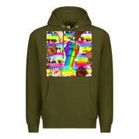 Army Green Pride lgbtq hands with cowhide seamless pattern Premium Hoodie - BundleAndBundleShop