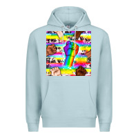 Blue Mist Pride lgbtq hands with cowhide seamless pattern Premium Hoodie - BundleAndBundleShop