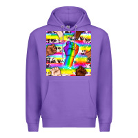 Purple Pride lgbtq hands with cowhide seamless pattern Premium Hoodie - BundleAndBundleShop