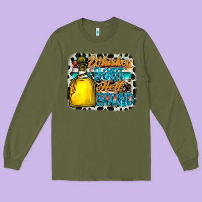 Whiskey Bent Hell Bound Long Sleeve Tee Designed By Cowhidedigitalart