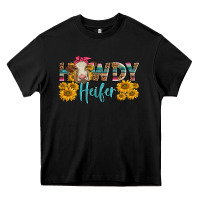 Black Western Howdy Heifer With Charolais Cow Heavy Core Tee - LillyAllenDesigns