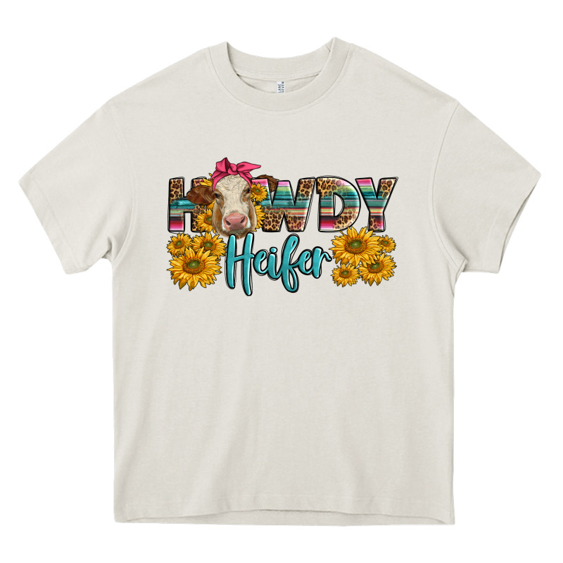 Western Howdy Heifer With Charolais Cow Heavy Core Tee by LillyAllenDesigns | Teevron
