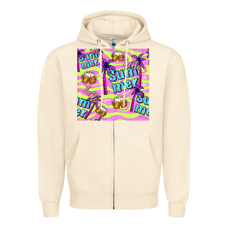 Hello Summer And Beer Seamless Pattern Zipper Hoodie by BundleAndBundleShop | Teevron