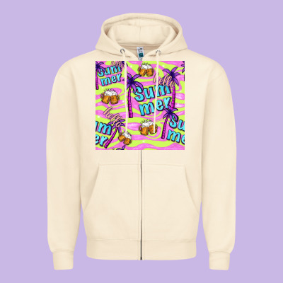 Hello Summer And Beer Seamless Pattern Zipper Hoodie Designed By Bundleandbundleshop