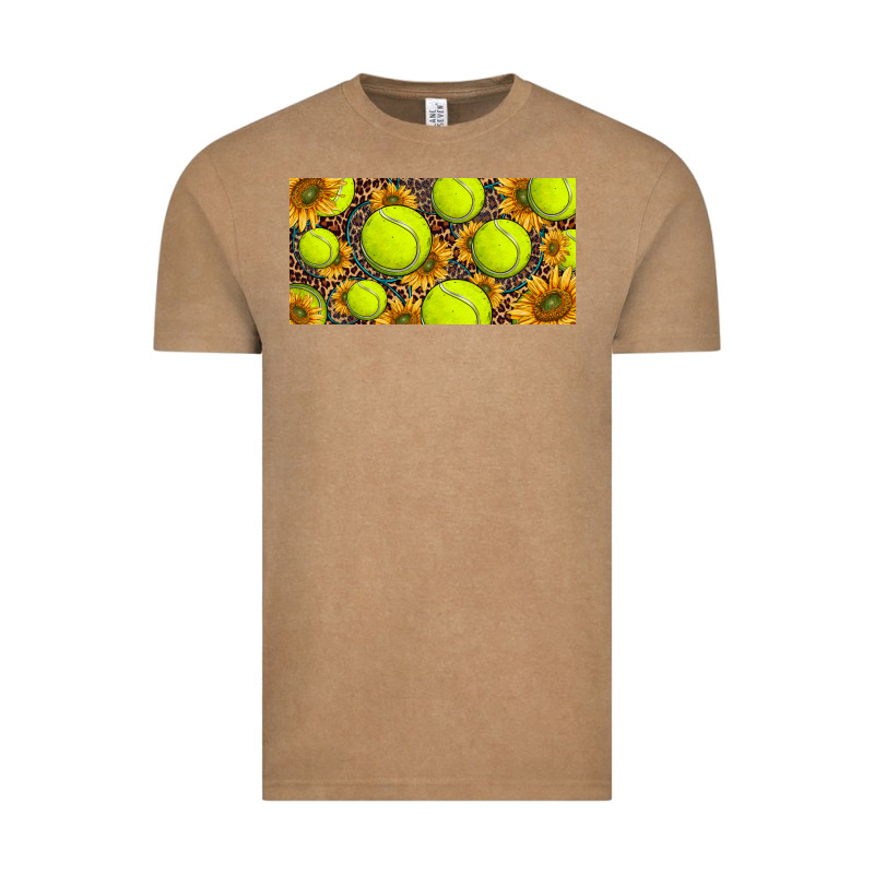 Tennis Ball With Sunflower And Racket  Licence Plato Vintage Tee by BarkalooDesign | Teevron