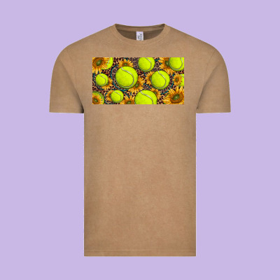 Tennis Ball With Sunflower And Racket  Licence Plato Vintage Tee Designed By Barkaloodesign
