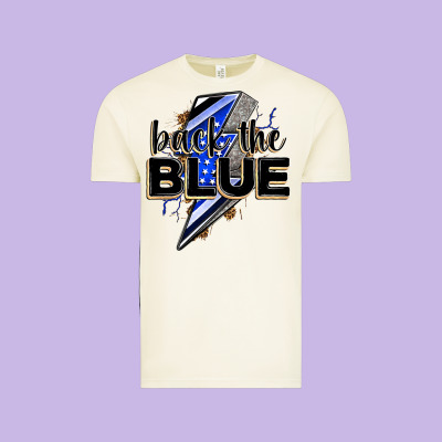 Back The Blue With Lightning Bolt Vintage Tee Designed By Zillion Design Studio