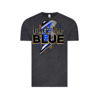 Vintage Black back the blue with lightning bolt Vintage Tee - Zillion Design Studio