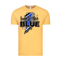 Vintage Mustard back the blue with lightning bolt Vintage Tee - Zillion Design Studio