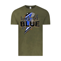Vintage Olive back the blue with lightning bolt Vintage Tee - Zillion Design Studio