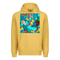Antique Gold Pride lgbtq hands with flag seamless pattern Premium Hoodie - BundleAndBundleShop