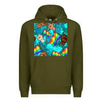 Army Green Pride lgbtq hands with flag seamless pattern Premium Hoodie - BundleAndBundleShop
