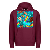 Burgundy Pride lgbtq hands with flag seamless pattern Premium Hoodie - BundleAndBundleShop