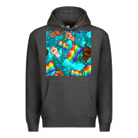 Charcoal Heather Pride lgbtq hands with flag seamless pattern Premium Hoodie - BundleAndBundleShop