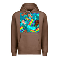 Chestnut Pride lgbtq hands with flag seamless pattern Premium Hoodie - BundleAndBundleShop