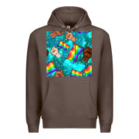 Coffee Pride lgbtq hands with flag seamless pattern Premium Hoodie - BundleAndBundleShop