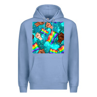 Colony Blue Pride lgbtq hands with flag seamless pattern Premium Hoodie - BundleAndBundleShop