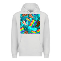 Dove Grey Pride lgbtq hands with flag seamless pattern Premium Hoodie - BundleAndBundleShop