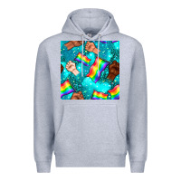 Heather Grey Pride lgbtq hands with flag seamless pattern Premium Hoodie - BundleAndBundleShop