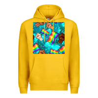 Lemon Pride lgbtq hands with flag seamless pattern Premium Hoodie - BundleAndBundleShop