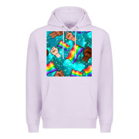 Lilac Pride lgbtq hands with flag seamless pattern Premium Hoodie - BundleAndBundleShop