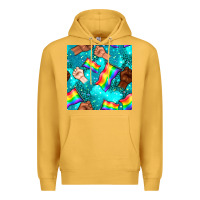 Mustard Pride lgbtq hands with flag seamless pattern Premium Hoodie - BundleAndBundleShop