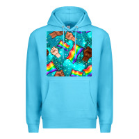 Ocean Blue Pride lgbtq hands with flag seamless pattern Premium Hoodie - BundleAndBundleShop
