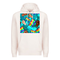 Pale Pink Pride lgbtq hands with flag seamless pattern Premium Hoodie - BundleAndBundleShop