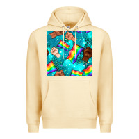 Pina Colada Pride lgbtq hands with flag seamless pattern Premium Hoodie - BundleAndBundleShop