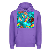 Purple Pride lgbtq hands with flag seamless pattern Premium Hoodie - BundleAndBundleShop
