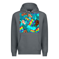Rock Pride lgbtq hands with flag seamless pattern Premium Hoodie - BundleAndBundleShop