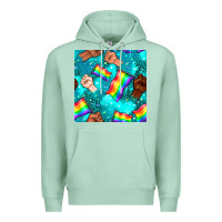 Seafoam Pride lgbtq hands with flag seamless pattern Premium Hoodie - BundleAndBundleShop