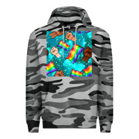 Slate Camo Pride lgbtq hands with flag seamless pattern Premium Hoodie - BundleAndBundleShop